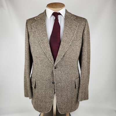 Vintage Woolrich Tweed Mens Blazer 42R Sport Coat Wool Brown