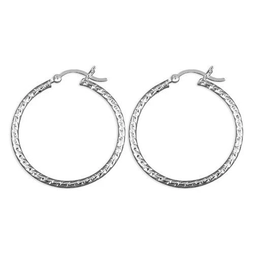 Earring 30mm Twist Hoops with Creole Fitting Hallmarked Sterling