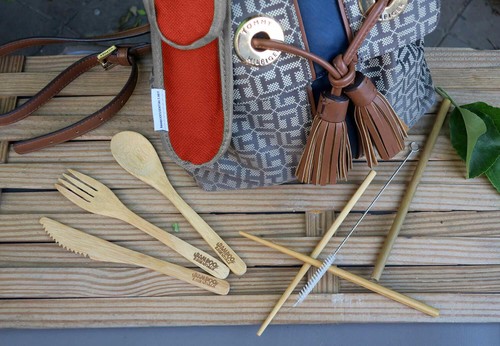 Wooden Kitchen Utensils, 6 Piece Bamboo Fork & Knife Set With Carrying Pouch - Picture 11 of 43