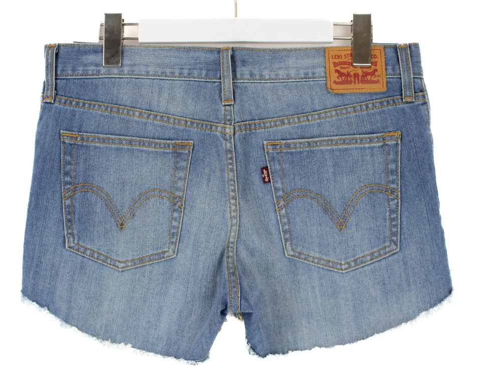 Levi's Women's Shorts W30 Pinstripe Zip Fly Pockets Distressed Low Rise - Image 2 of 4