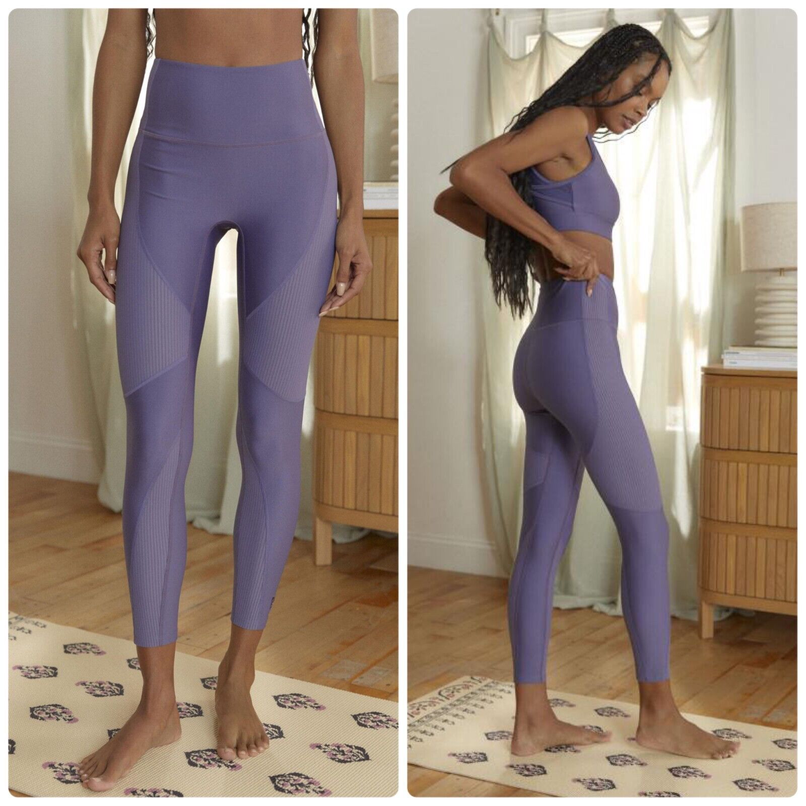 Only Play leggings with tonal panel detail in purple - part of a set