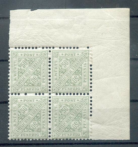 Württemberg 206 Corner Block** MNH Mint Never Hinged (G6810