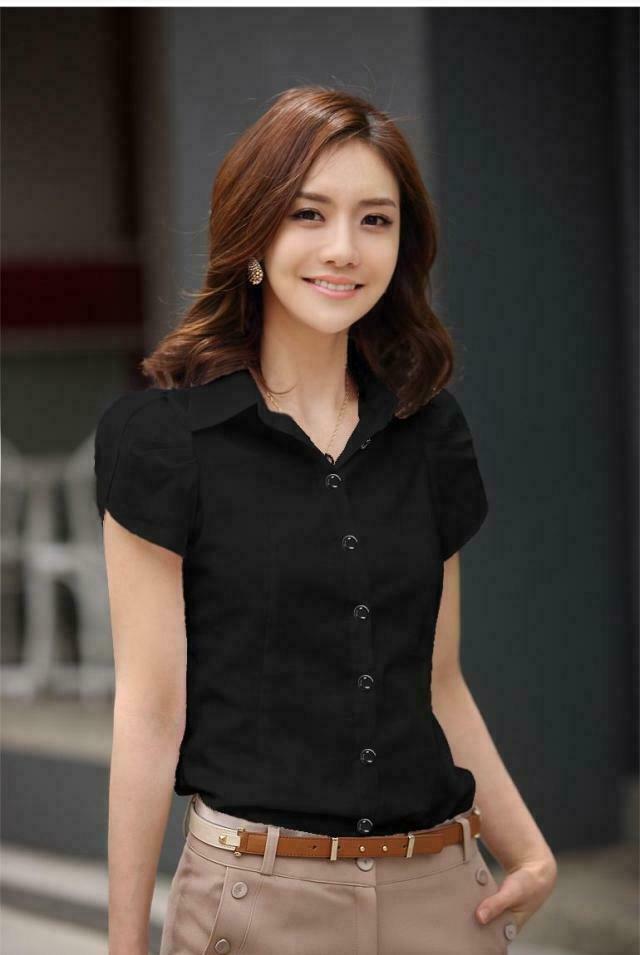 Professional Shirt Women Short Sleeve Summer V Neck Slim Temperament  Business Formal Chiffon Blouses Office Ladies Work Tops - Women Shirt -  AliExpress