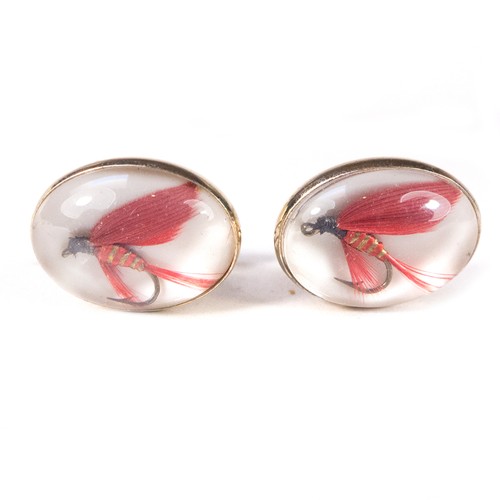 Vintage Rouge Fly Fishing Boutons Manchette & Pendant Cravate Barre Clips - Photo 2 sur 6