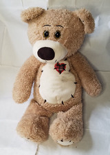 First  Main Tender Stuffed Teddy Bear Cream Tan Plush Patchwork Heart 12"