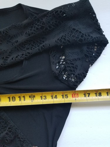 Joseph Ribkoff Women's Blouse Scoop Neck Black With Lace Overlay Top Sz 8 EUC - Picture 6 of 13