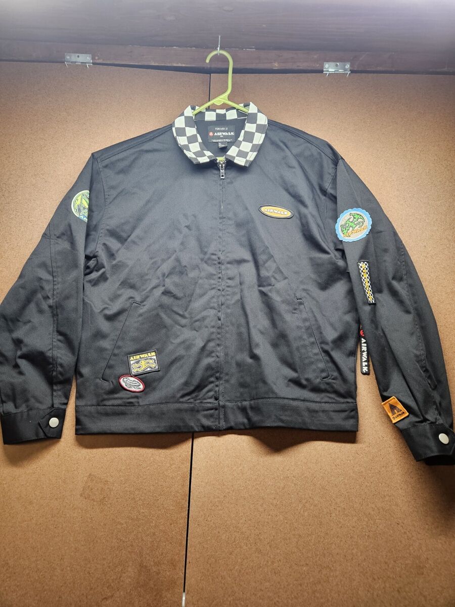 FOREVER 21 AIRWALK JACKET MEN LRG BLACK COTTON ROCKABILLY FOREVER 21 AIRWALK JACKET MEN LRG BLACK COTTON ROCKABILLY
