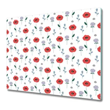 Glass Induction Ceramic Hob Cover Worktop Saver Red field flowers red 60x52