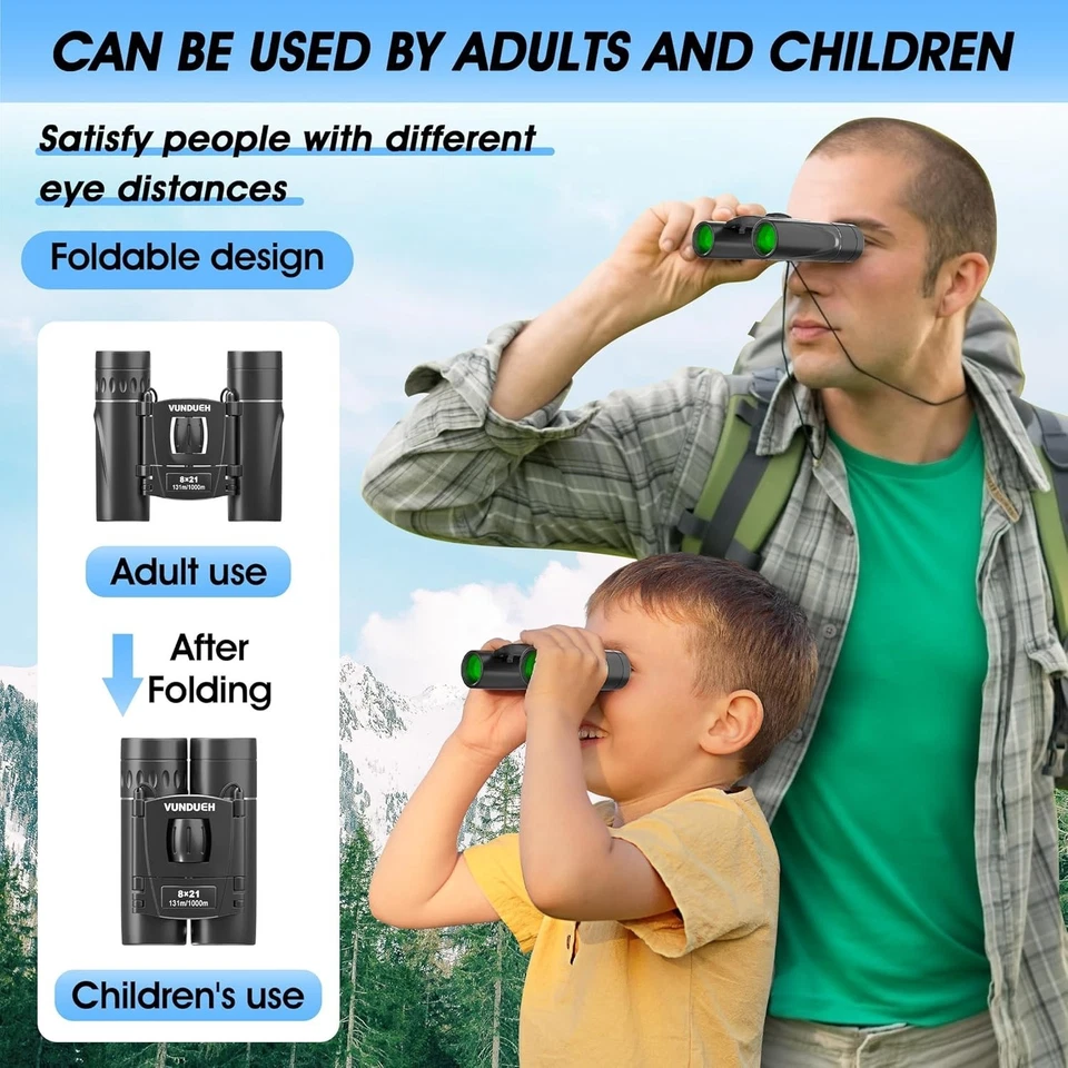 Compact Binoculars for Kids Adults Waterproof 8X Focus Outdoor Travel - Image 4 of 4