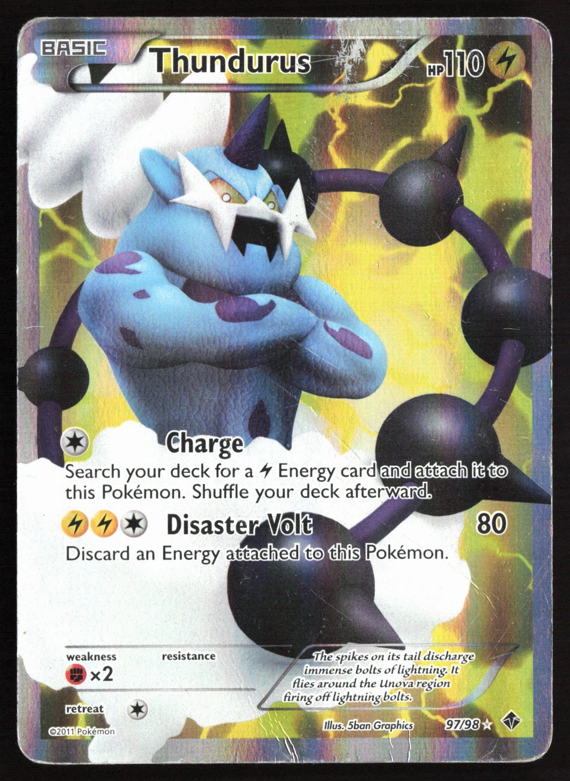Pokemon Thundurus (97 Full Art) 97/98 Emerging Powers Holo Ultra Rare DMG