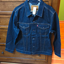 Levi's Premium Men's Relaxed Fit Trucker Jacket Blue Button Front Size M