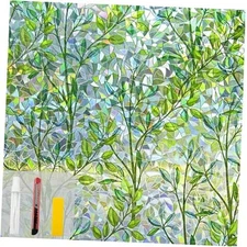 Window Privacy Film Stain Glass Window Film Rainbow 17.5 x 78.7 in Leaf Rainbow