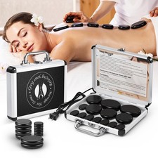 Hot Stones Massage Set, 14Pcs Basalt Portable Stone Kit with Warmer, Professi...
