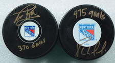 New York Rangers Bernie Nicholls Tim Kerr Signed Autographed 2 Puck Lot JSA NHL