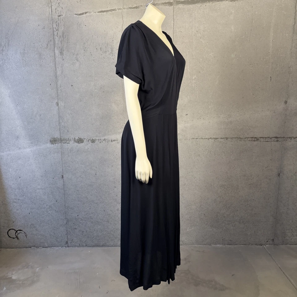 Vestido MIDI De Colección Karen Alexander Plisado Frontal Talla 12 Negro Hecho en EE. UU. Foto 4 de 4