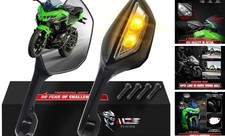 Motorcycle Mirrors With Turn Signals, Racing Rearview Side Mirror LED Light