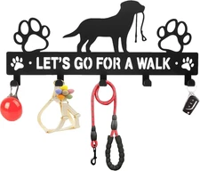 5-Hooks Dog Leash Holder for Wall， Dog Accessory Holder ，Metal Key Holder Leash 
