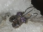 Vintage Sterling Silver Amethyst & Smoky Quartz Dangle Drop Earrings Marked 925 — photo 6