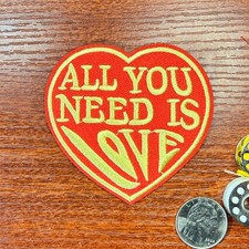 The Beatles Patch All You Need Is Love Hippie Heart Embroidered Iron On 3"
