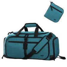 MIER Packable Travel Duffle Bag with Shoe Compartment, 50L, Teal  Foldable W...