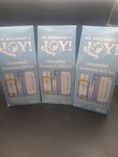 3 X Dr. Bronner's Joy Unscented Essentials Gift Set Orgnic Castile Soap Lip Balm