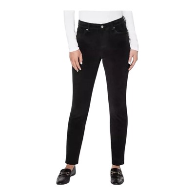 Well Worn Corduroy Pants Women s 10 Black High Rise Straight Leg Stretch Pockets