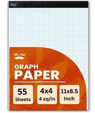 Mr. Pen- Graph Paper Pad, 8.5x11 Inches, 4x4 4 11"x8.5", 4 sq/in, White