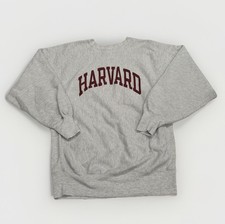 Vintage 90s Champion Reverse Weave Harvard NCAA Crewneck Sweatshirt Gray Sz 2XL