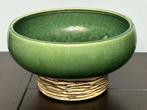 McCoy Pottery Green Pedestal Bowl 3.5” x 6" Planter