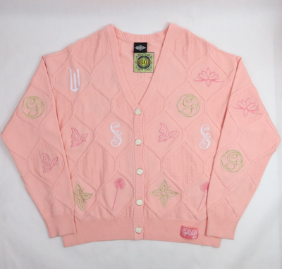 Wicked Glinda Cardigan Women's 2X Pink Textured Knit Embroidered