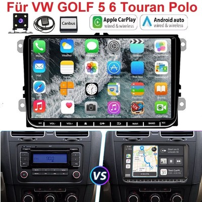 Für VW GOLF 5 6 Touran EOS Tiguan Polo Android 14 Carplay Autoradio GPS RDS+KAM