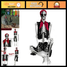 Life-Size 5.4ft Pirate Skeleton Prop - Realistic Full Body Decor for Halloween,