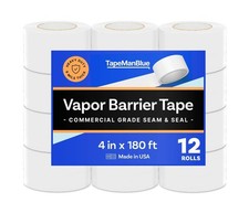 Vapor Barrier Tape - 4 inch x 180' Roll, Made in USA, White Polyethylene Tape...