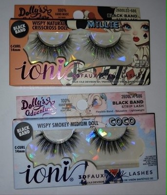 Ioni 3D Faux Mink Strip Lashes Handmade Whispy Mixed Lot of 2