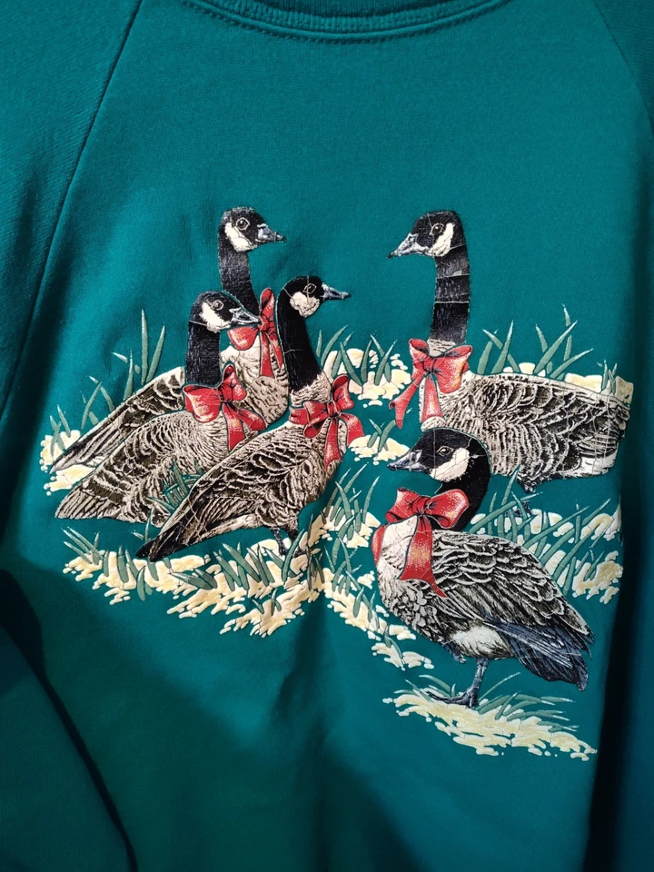 Vintage '90s Teal Goose Sweater - Image 2 of 4