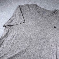 Polo Ralph Lauren T-Shirt Mens XL Gray Heather Solid V-Neck Pony Logo