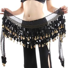 Belly Dance Hip Scarf Wrap with Sequins Coins - Women's Performance Costume