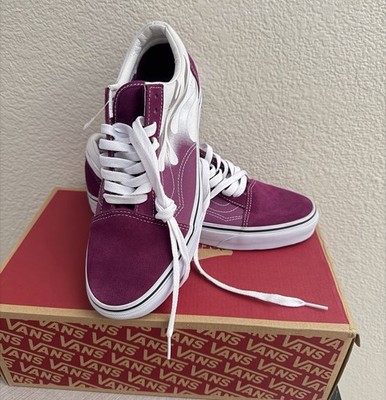 VANS Men's Old Skool Purple/White Suede Lace-Up Casual Sneakers Size 9.5