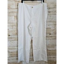 Ralph Lauren Linen Wide Leg Trouser Pant Womens 16W White Lined Designer Coastal