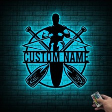 Letrero de metal LED de remo personalizado, decoración personalizada con nombre de corredor de barco