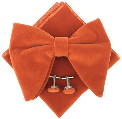 Justar Mens Pre-Tied Bow Tie Tuxedo Oversized Velvet Bowtie Cufflinks Hankie ...