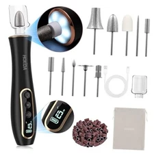 Electric Nail Drill, Professional Manicure Pedicure Kit, Cordless Black