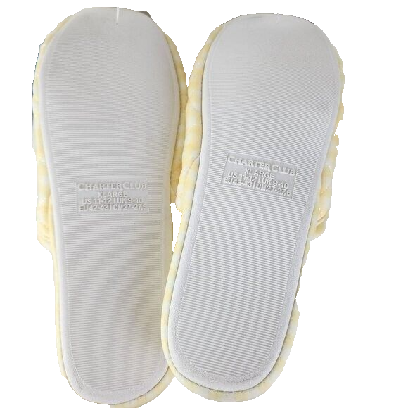 PANTOFOLA D’ORO Charter Club Memory Foam Ciabatte Donna Giallo Bianco Gingham XL 11 12 Nuove con etichette