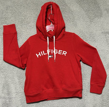 Tommy Hilfiger Sport Hoodie Womens Size Medium Navy Blue Pullover Logo Graphic