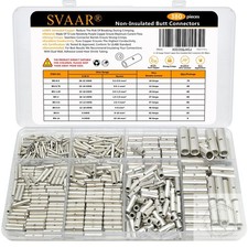 380PCS Non Insulated Butt Connectors Kit Butt Splice Connector Uninsulated Wire