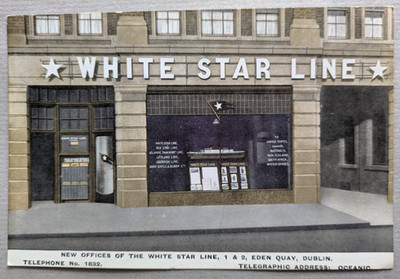1917 Dublin, Ireland White Star Line New Offices Authentic Original Postcard UNP