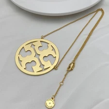 New! Tory Miller Matte Gold Hoop Necklace with Jewelry Pouch Size:51cm