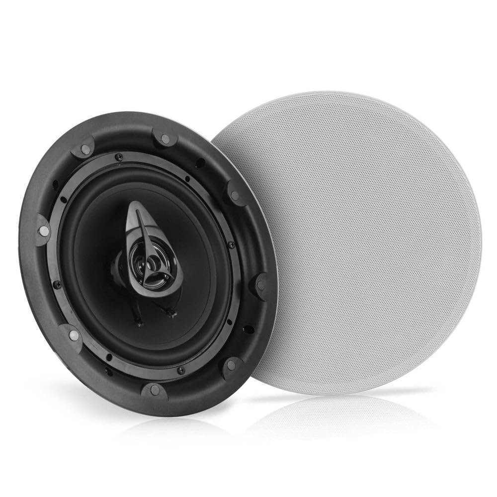 Pyle Ceiling and Wall Mount Speaker - 8” Dual 2-Way Audio Stereo Sound...