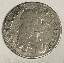 1668 Charles II Silver Shilling Coin
