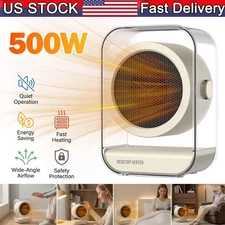 Mini 500W Space Heater Portable Small Electric Heater Indoor Use Desk Warmer